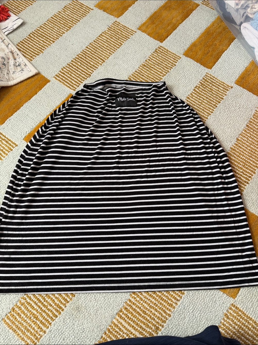 Milk Snob black and white stripe jersey nursing cover, car seat cover